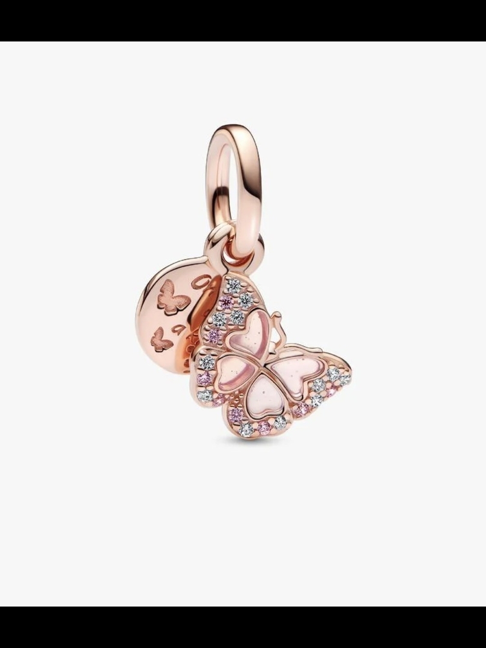 Pandora Pink Butterfly & Quote Double Dangle Charm 782555C0114k